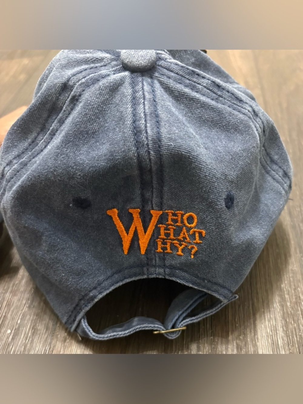 SHEIN Distressed “W” Baseball Cap Hat Blue Orange Adjustable - Picture 4 of 4
